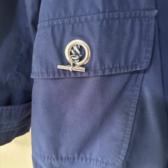 Vintage Mackintosh Nautical Boat Themed Navy Blue and Green Rain Coat - Picture 3 of 12